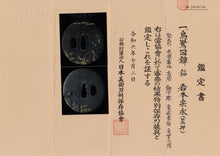 Polished Shakudo Tsuba Signed "Iwamoto Munenaga" with NBTHK Tokubetsu Hozon Tosogu - Crows and Heron