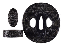 Dragon Shakudo Satsuma Tsuba with NBTHK Tokubetsu Hozon Tosogu + Fuchikashira