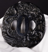 Dragon Shakudo Satsuma Tsuba with NBTHK Tokubetsu Hozon Tosogu + Fuchikashira