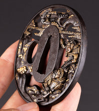 Iron Soten Style Tsuba - Minamoto Yoritomo at Ishibashi-Yama