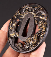 Iron Soten Style Tsuba - Minamoto Yoritomo at Ishibashi-Yama