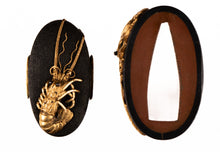 Shakudo Nanako Fuchikashira Decorated with Ise Shrimp - Spiny Lobster