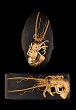 Shakudo Nanako Fuchikashira Decorated with Ise Shrimp - Spiny Lobster