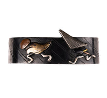 Polished Shakudo Fuchikashira Decorated with Raijin - Thunder God