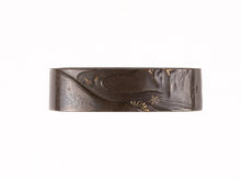 Polished Shibuichi Fuchikashira Signed "Nobuyoshi" - Deer in the Autumn Night