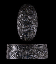 Dragon Shakudo Satsuma Tsuba with NBTHK Tokubetsu Hozon Tosogu + Fuchikashira