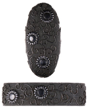 Shakudo Nanako Owari Kinko Fuchikashira with NBTHK Hozon Tosogu - Chrysanthemums and Karakusa