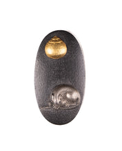 Shakudo Fuchikashira Decorated with Mouse/Rat and Hoju, a Sacred Jewel