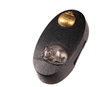 Shakudo Fuchikashira Decorated with Mouse/Rat and Hoju, a Sacred Jewel
