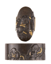 Shibuichi Fuchikashira Signed "Hamano Naoyoshi" with NBTHK Hozon Tosogu - Hotei