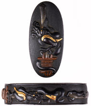 Shakudo Nanako Fuchikashira Decorated with Kurikara - Dragon and Sword