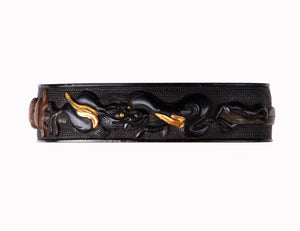 Shakudo Nanako Fuchikashira Decorated with Kurikara - Dragon and Sword