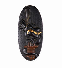 Shakudo Nanako Fuchikashira Decorated with Kurikara - Dragon and Sword