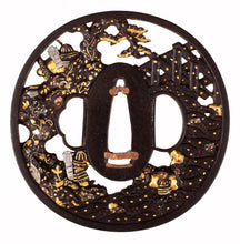Iron Soten School Tsuba Decorated with Battle of Uji