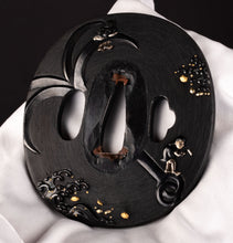 Shakudo Nanako Shokatei School Tsuba with NBTHK Hozon Tosogu - Child on Anchor