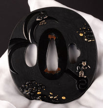 Shakudo Nanako Shokatei School Tsuba with NBTHK Hozon Tosogu - Child on Anchor