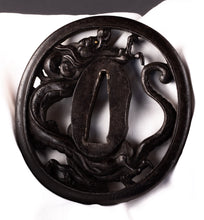 Iron Sukashi Tsuba Signed "Ichiryu Tomoyoshi" with NBTHK Hozon Tosogu - Dragon