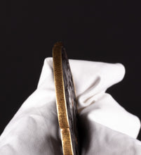 Iron Sukashi Dragon Tsuba with Gold Rim - Great for Mounting 86 x 80 mm