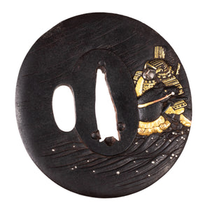 Iron Daisho Tsuba Set Decorated with Uji Gawa Senjin - Samurai