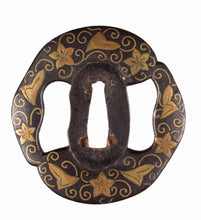 Iron Heianjo School Tsuba - Flowers and Karakusa