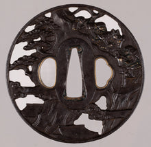 Iron Sukashi Hikone Bori Tsuba Decorated with Ichi No Tani Battle - Minamoto No Yoshitsune