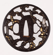 Iron Soten Style Tsuba Signed "Goshu Hikone Ju Mogarashi Nyudo Soten Sei" - Fukurokuju