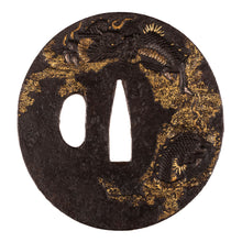 Iron Jakushi School Tsuba Decorated with a Dragon