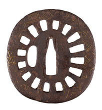 Iron Sukashi Heianjo School Tsuba - Kuruma (wheel)