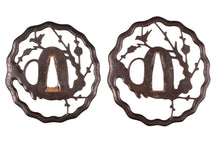 Iron Sukashi Daisho Tsuba Set - Nightingale On The Plum Tree