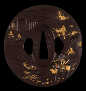 Iron Tsuba Signed "Igawa Masatoshi" with NBTHK Tokubetsu Hozon Tosogu - Kusunoki Masashige