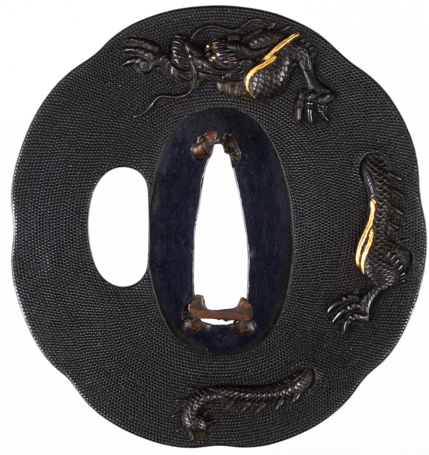 Shakudo Tsuba Attributed to Kyo-Kinko School with NBTHK Hozon Tosogu - Dragon