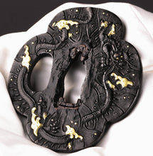 Shakudo Ko-Kinko Tsuba with NBTHK Tokubetsu Hozon Tosogu - Dragon