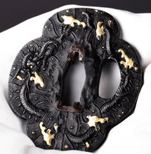 Shakudo Ko-Kinko Tsuba with NBTHK Tokubetsu Hozon Tosogu - Dragon