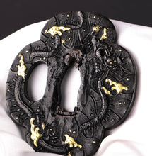Shakudo Ko-Kinko Tsuba with NBTHK Tokubetsu Hozon Tosogu - Dragon