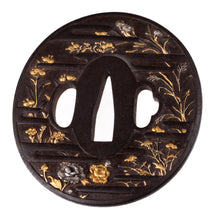 Iron Tsuba Decorated with Flowers - Egawa School