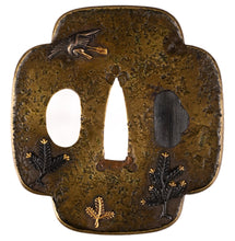 Shinchu Tsuchime-ji Mito School Tsuba with NBTHK Hozon Tosogu - Dancing Cranes and Pine Sprouts