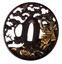 Iron Soten Style Tsuba Decorated with Ebira No Ume Theme - Kajiwara Kagesue