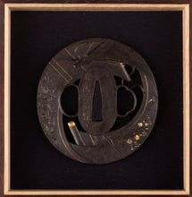 Iron Sukashi Tsuba Signed "Chohan Oka Tomokata" - Scrolls with Dragon and Flowers