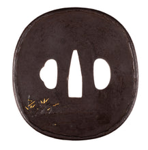 Iron Tsuba Decorated with Wild Geese At Sunset