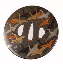 Shibuichi Tsuba Decorated with 1000 Paper Cranes Theme