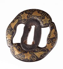 Iron Heianjo School Tsuba - Flowers and Karakusa