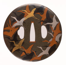 Shibuichi Tsuba Decorated with 1000 Paper Cranes Theme