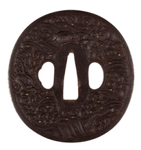 Iron Tsuba with Dragon Among the Waves