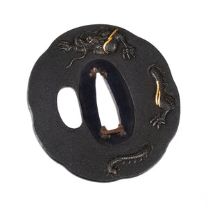 Shakudo Tsuba Attributed to Kyo-Kinko School with NBTHK Hozon Tosogu - Dragon