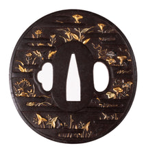 Iron Tsuba Decorated with Flowers - Egawa School