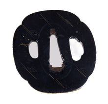 Polished Shakudo Bushu School Tsuba - Rain, Thunder and Pine Needles