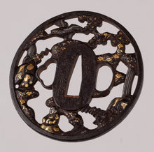 Iron Soten Style Tsuba Signed "Goshu Hikone Ju Mogarashi Nyudo Soten Sei" - Fukurokuju