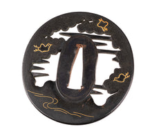 Shakudo Kusakari/Kiyosada School Tsuba Decorated with Plovers