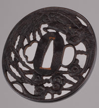 Iron Sukashi Tsuba Decorated with Phoenix 85 mm x 80 mm x 4 mm