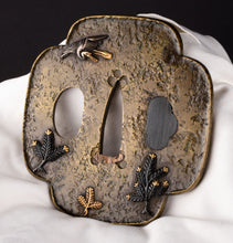 Shinchu Tsuchime-ji Mito School Tsuba with NBTHK Hozon Tosogu - Dancing Cranes and Pine Sprouts